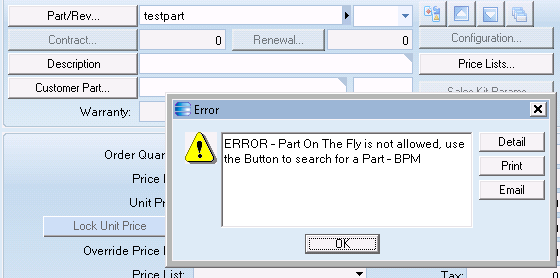 E9 – How to block Part on The Fly from Sales Order Entry.